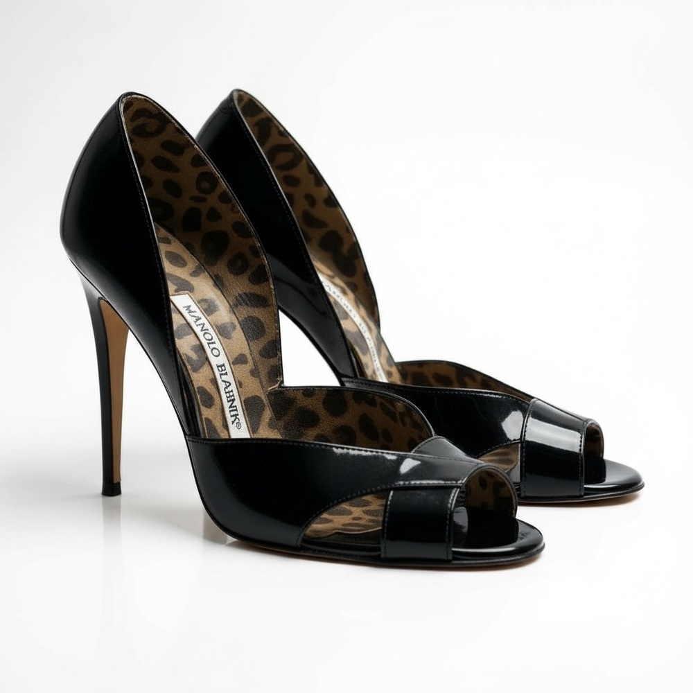 Manolo Blahnik Stiletto Heels Black Patent Leather
